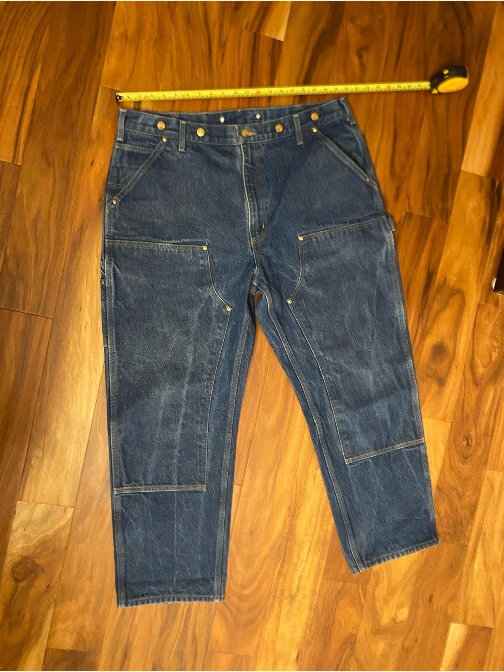 Carhartt Men’s Relaxed Dark Blue Denim Work double knee Jeans 40x30 baggy